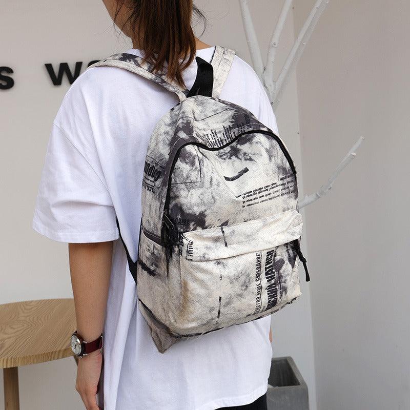 Vintage Graffiti Pattern Backpack Large Capacity Travel Bag