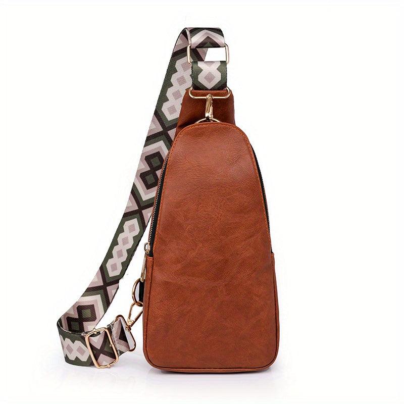 Vintage Crossbody Bag Retro PU Chest Bag Women's Casual Sling Bag