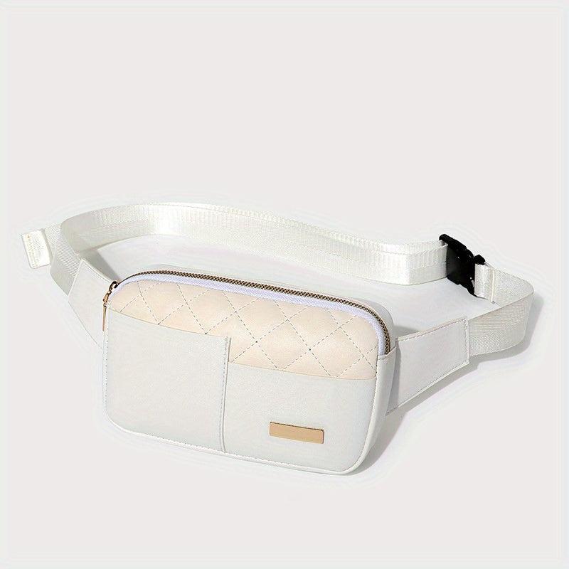 Argyle Quilted Waist Bag PU Leather Belt Bag Sports Running Chest Purse