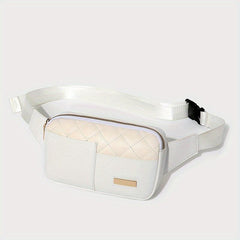 Argyle Quilted Waist Bag PU Leather Belt Bag Sports Running Chest Purse