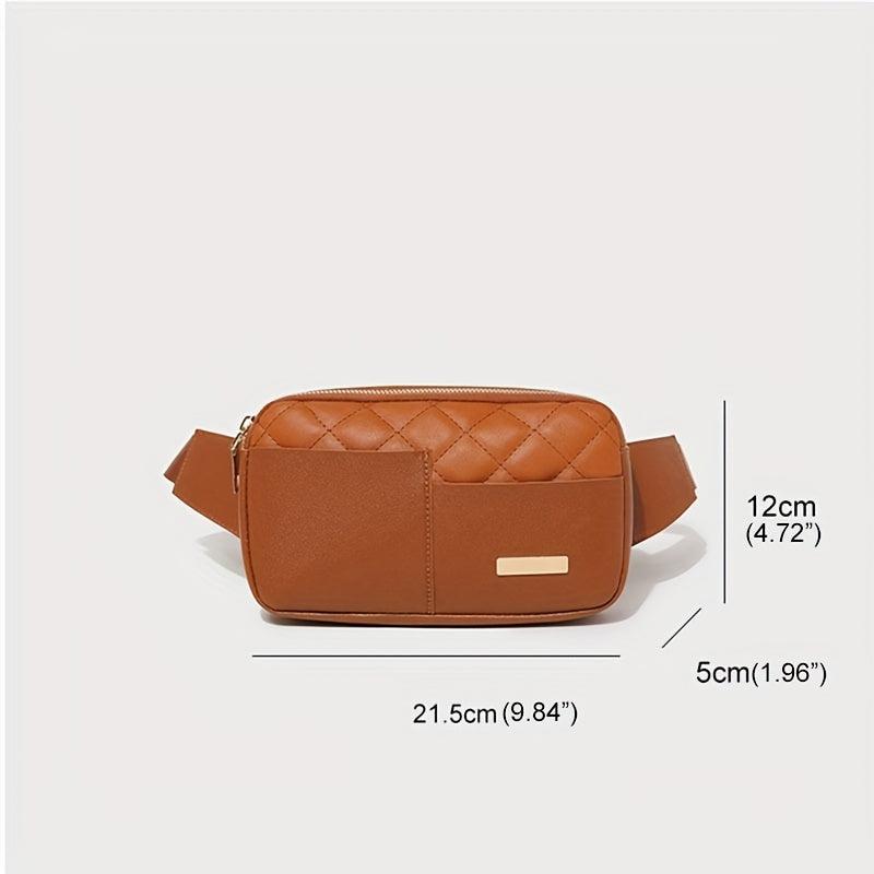 Argyle Quilted Waist Bag PU Leather Belt Bag Sports Running Chest Purse
