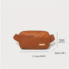 Argyle Quilted Waist Bag PU Leather Belt Bag Sports Running Chest Purse
