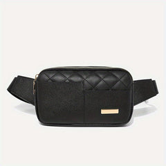 Argyle Quilted Waist Bag PU Leather Belt Bag Sports Running Chest Purse