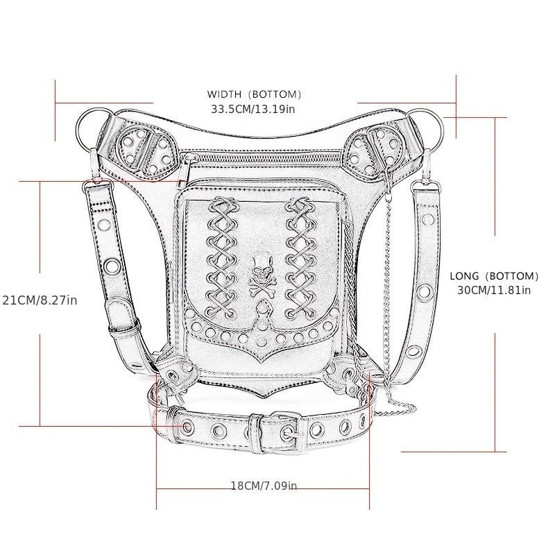 Gothic Skull Waist Thigh Bag Crossbody Purse