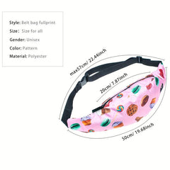 Print Pink Chest Bag Lollipop Snake Pattern Zipper Fanny Pack