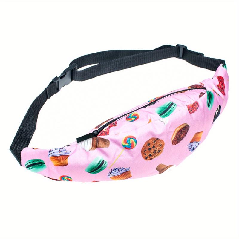 Print Pink Chest Bag Lollipop Snake Pattern Zipper Fanny Pack