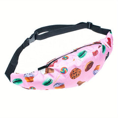 Print Pink Chest Bag Lollipop Snake Pattern Zipper Fanny Pack