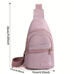 Zipper Front Sling Bag Nylon Crossbody Bag Women's Chest Purse