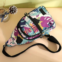 Zipper Front Sling Bag Nylon Crossbody Bag Women's Chest Purse