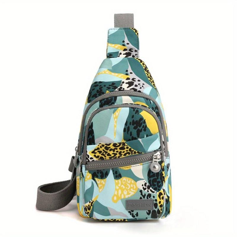 Zipper Front Sling Bag Nylon Crossbody Bag Women's Chest Purse