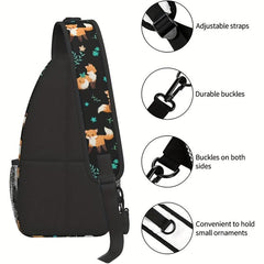 Gothic Skull Chest Bag Cartoon Print Sling Bag for Halloween