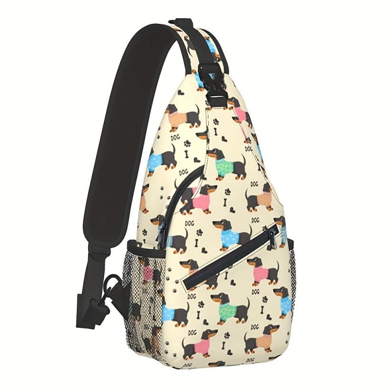 Gothic Skull Chest Bag Cartoon Print Sling Bag for Halloween