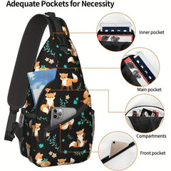 Gothic Skull Chest Bag Cartoon Print Sling Bag for Halloween