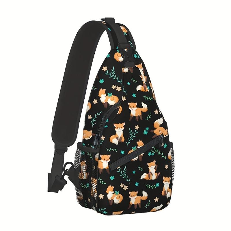 Gothic Skull Chest Bag Cartoon Print Sling Bag for Halloween