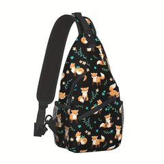 Gothic Skull Chest Bag Cartoon Print Sling Bag for Halloween