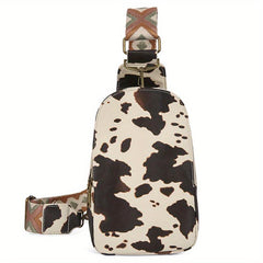 Vintage Cow Sunflower Chest Bag Retro PU Crossbody Bag Women's Casual Sling Bag
