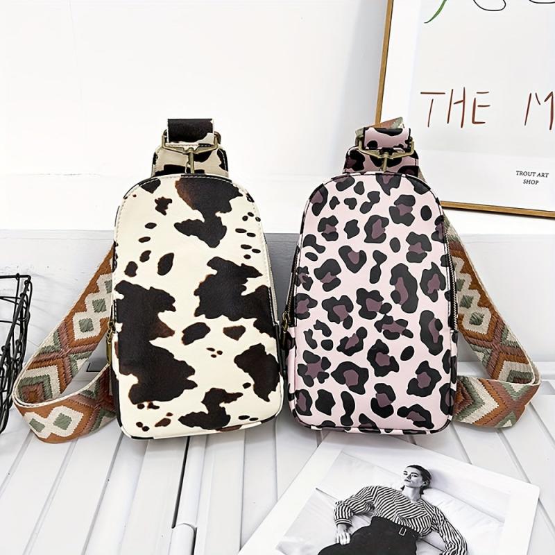 Vintage Cow Sunflower Chest Bag Retro PU Crossbody Bag Women's Casual Sling Bag