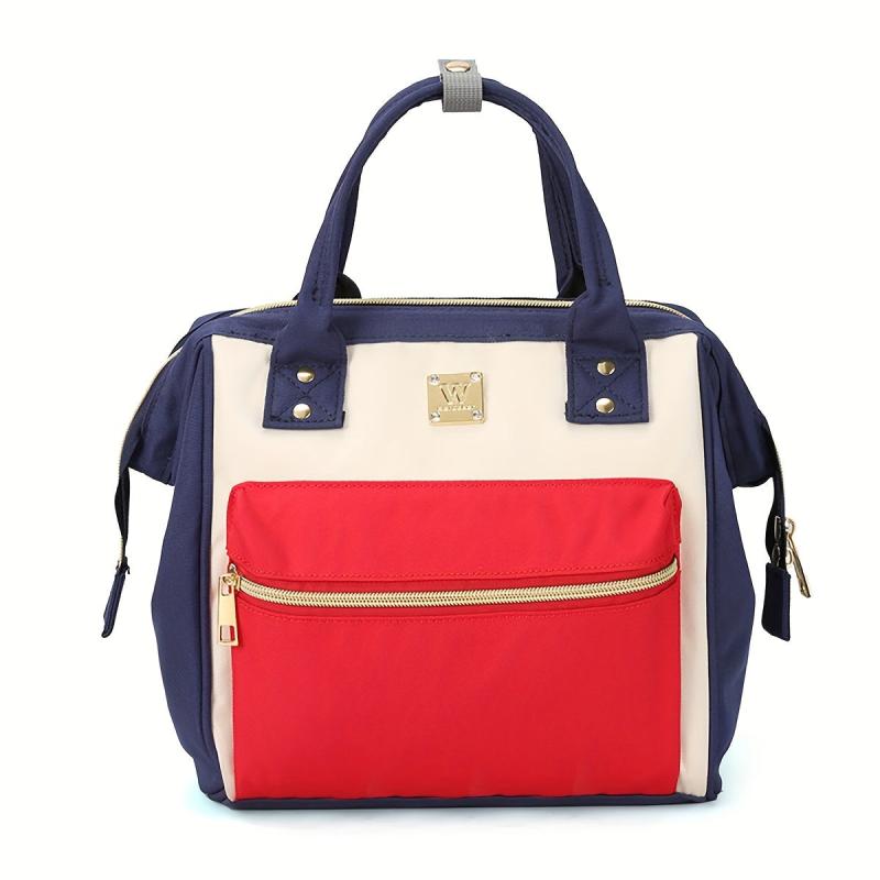 Contrast Backpack Mommy Bag Large Capacity Portable Functional Bag