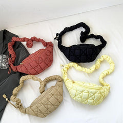 Cloud Pleated Crossbody Chest Bag Sling Shoulder Bag Women's Casual Waist Purse
