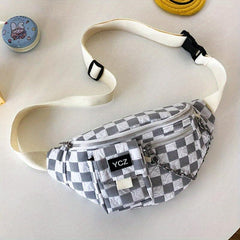 Checkerboard Waist Bag Y2K Street Wear Chest Bag Fanny Pack