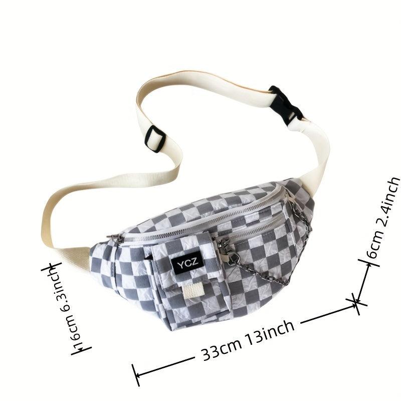Checkerboard Waist Bag Y2K Street Wear Chest Bag Fanny Pack