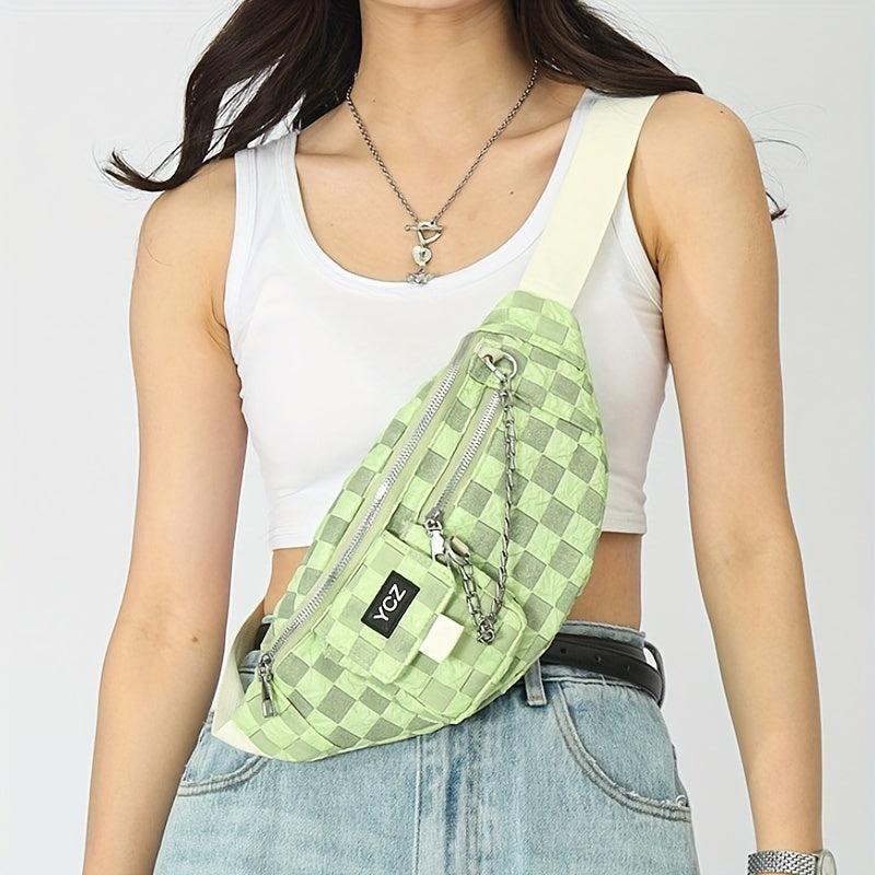 Checkerboard Waist Bag Y2K Street Wear Chest Bag Fanny Pack
