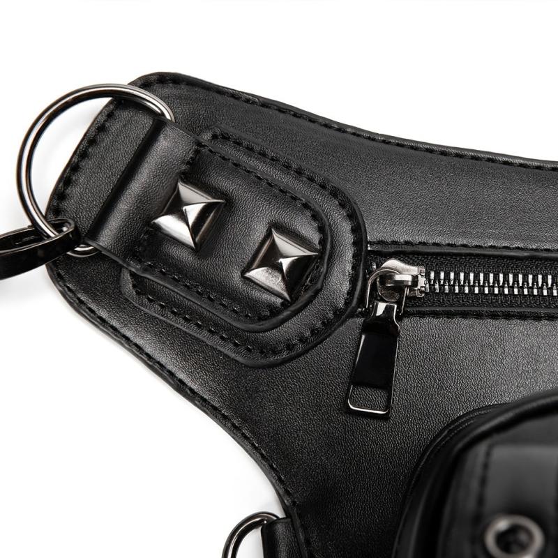 Halloween Punk Skull Waist Bag Gothic Rivets Decor Chest Bag