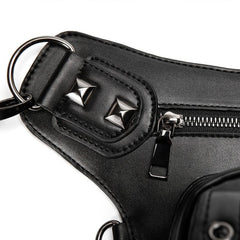 Halloween Punk Skull Waist Bag Gothic Rivets Decor Chest Bag