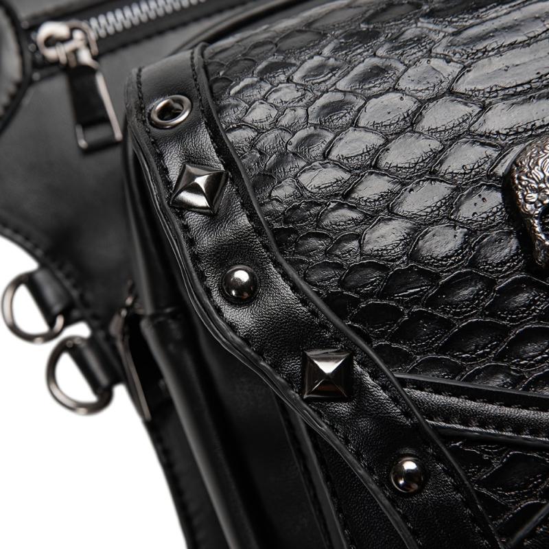 Halloween Punk Skull Waist Bag Gothic Rivets Decor Chest Bag