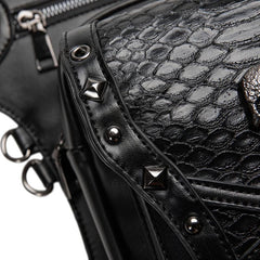 Halloween Punk Skull Waist Bag Gothic Rivets Decor Chest Bag