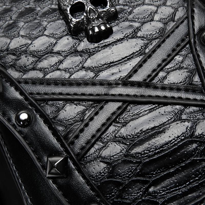 Halloween Punk Skull Waist Bag Gothic Rivets Decor Chest Bag
