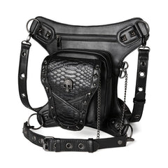 Halloween Punk Skull Waist Bag Gothic Rivets Decor Chest Bag