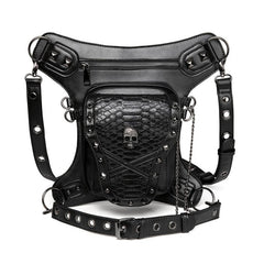 Halloween Punk Skull Waist Bag Gothic Rivets Decor Chest Bag