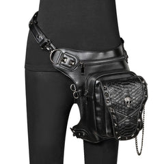 Halloween Punk Skull Waist Bag Gothic Rivets Decor Chest Bag