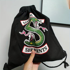 Double Headed Snake Drawstring Backpack Canvas Storage Bag