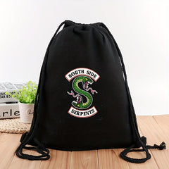 Double Headed Snake Drawstring Backpack Canvas Storage Bag