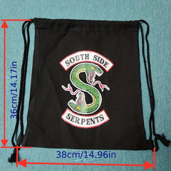 Double Headed Snake Drawstring Backpack Canvas Storage Bag