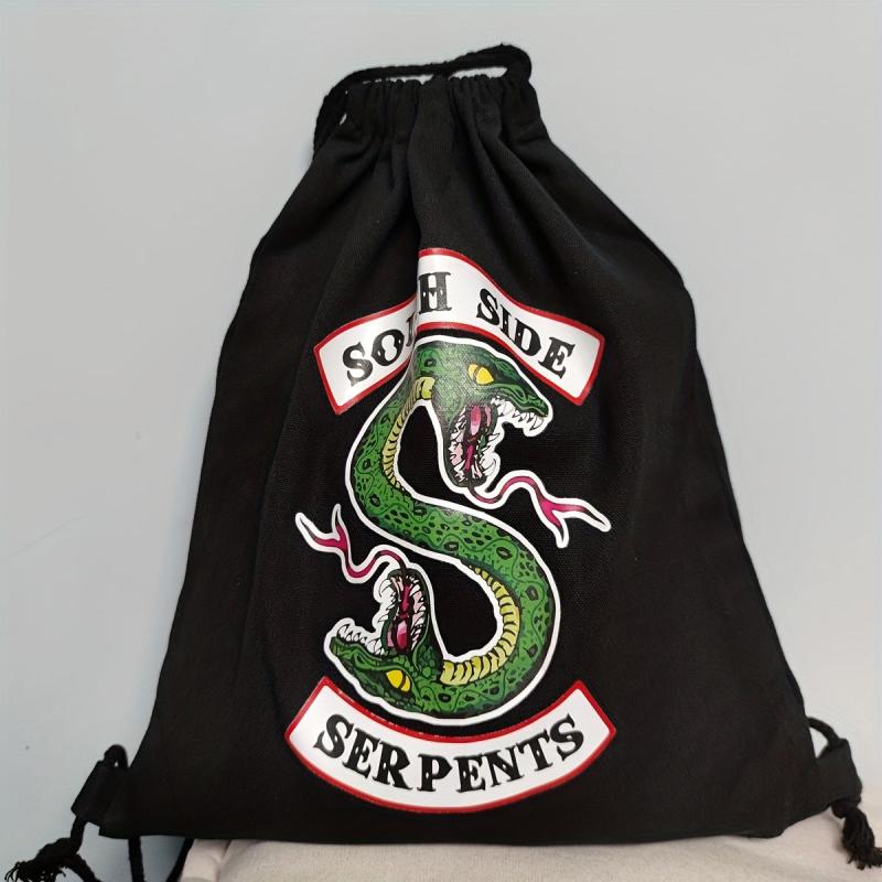 Double Headed Snake Drawstring Backpack Canvas Storage Bag