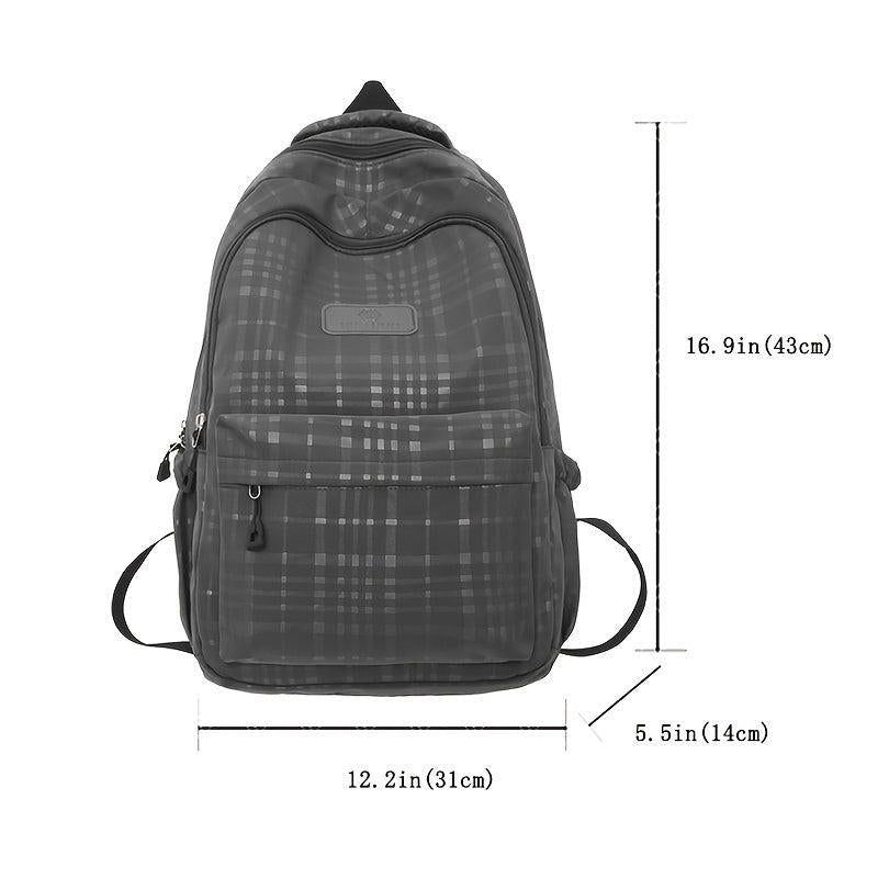 Large Capacity Plaid Backpack for Students