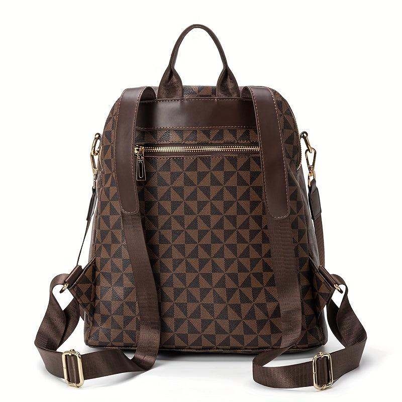 3pcs Women's Backpack Crossbody Handbag Wallet Set Argyle Backpack