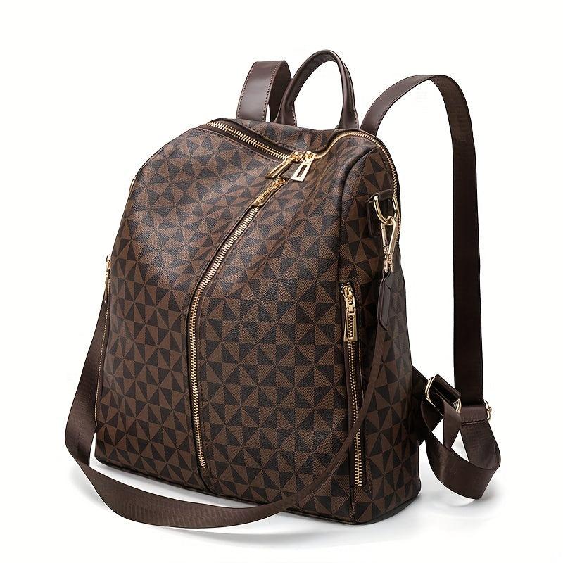 3pcs Women's Backpack Crossbody Handbag Wallet Set Argyle Backpack