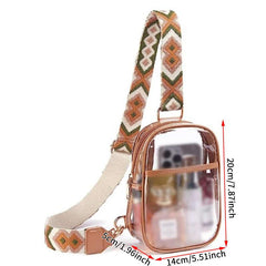 Minimalist Transparent Sling Bag Zipper Chest Bag Geometric Strap