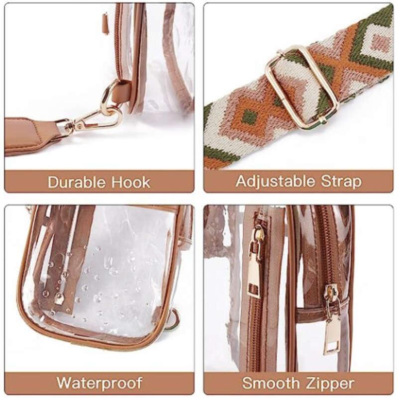 Minimalist Transparent Sling Bag Zipper Chest Bag Geometric Strap