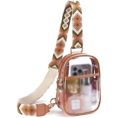 Minimalist Transparent Sling Bag Zipper Chest Bag Geometric Strap