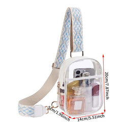 Minimalist Transparent Sling Bag Zipper Chest Bag Geometric Strap