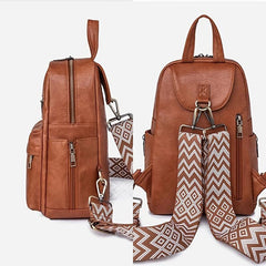 Retro Solid Large Capacity Backpack PVC Wide Strap School Shopping Backpack