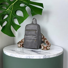 Retro Solid Large Capacity Backpack PVC Wide Strap School Shopping Backpack
