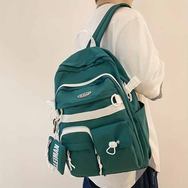 1pc Pocket Backpack With Coin Purse Casual Students Schoolbag Travel Bag