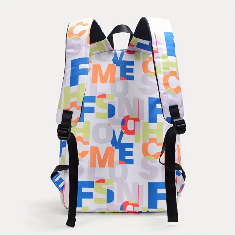 Letter Pattern Large Capacity Travel Laptop Backpack