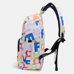 Letter Pattern Large Capacity Travel Laptop Backpack